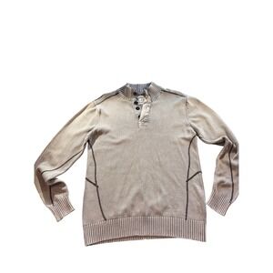 BKE Sweater Mens Medium Black Athletic‎ Fit 1/4 Zip Pullover Long Sleeve Buckle